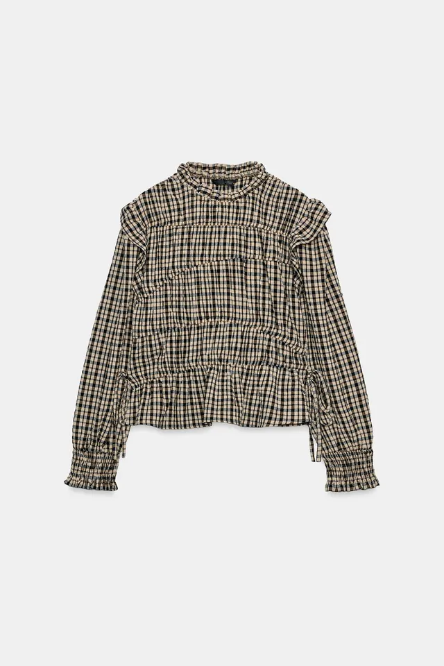 CHECK BLOUSE WITH RUFFLES – image 6