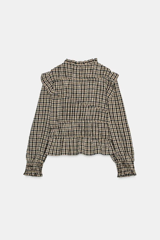 CHECK BLOUSE WITH RUFFLES – image 7