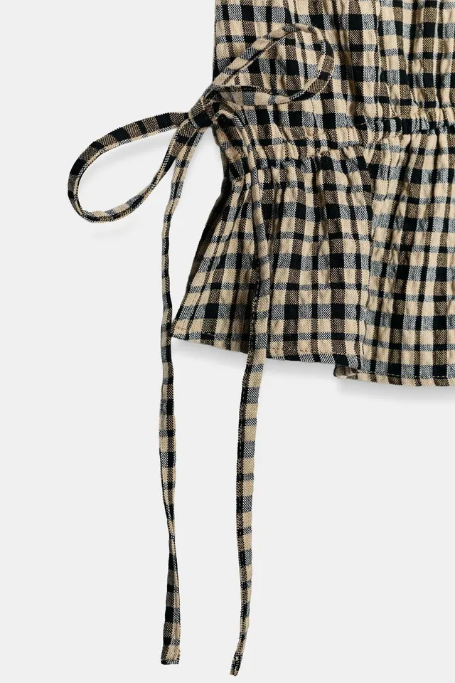 CHECK BLOUSE WITH RUFFLES – image 8
