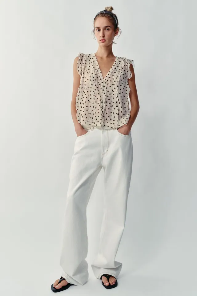 PRINTED POLKA DOT BLOUSE