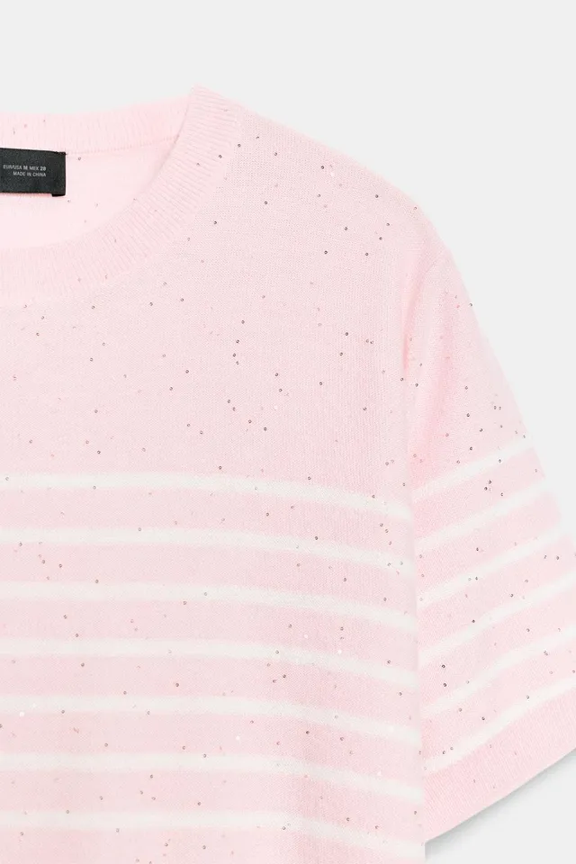 STRIPED SEQUIN KNIT TOP – image 7