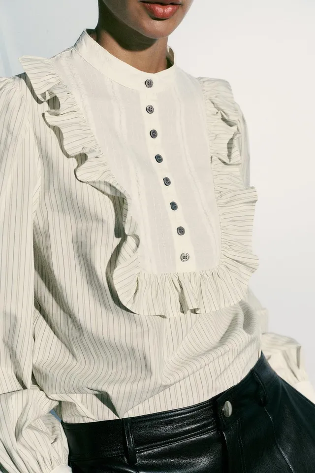 STRIPED BLOUSE WITH RUFFLES – image 3