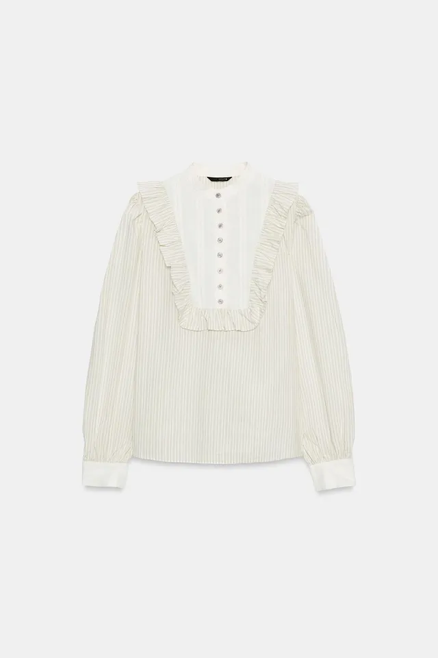 STRIPED BLOUSE WITH RUFFLES – image 6