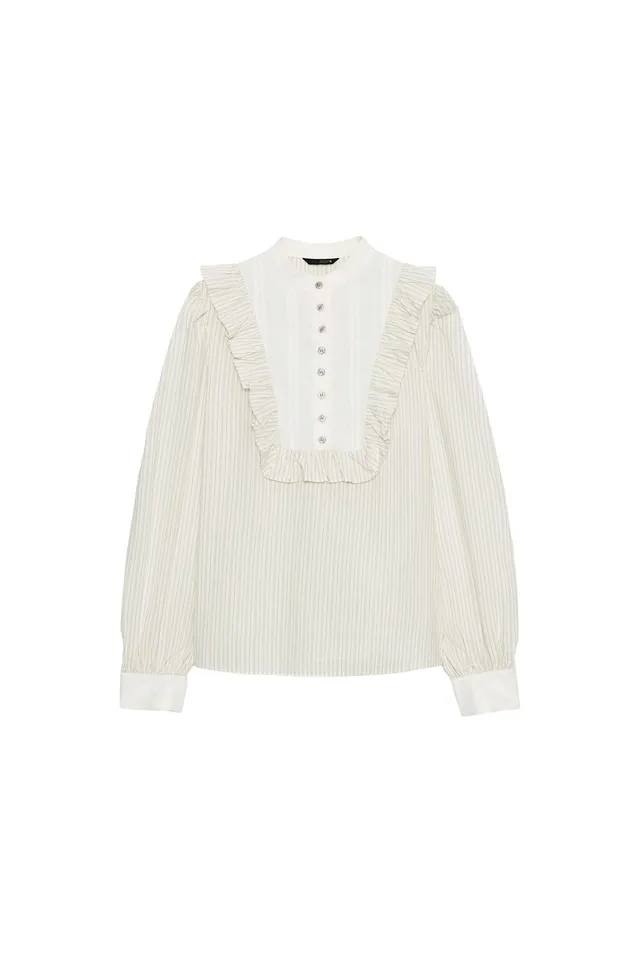 STRIPED BLOUSE WITH RUFFLES – image 9