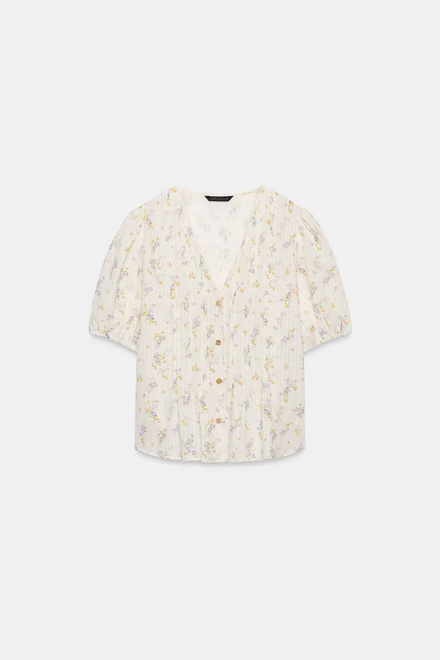 FLORAL PRINT BLOUSE WITH TUCKS – image 7