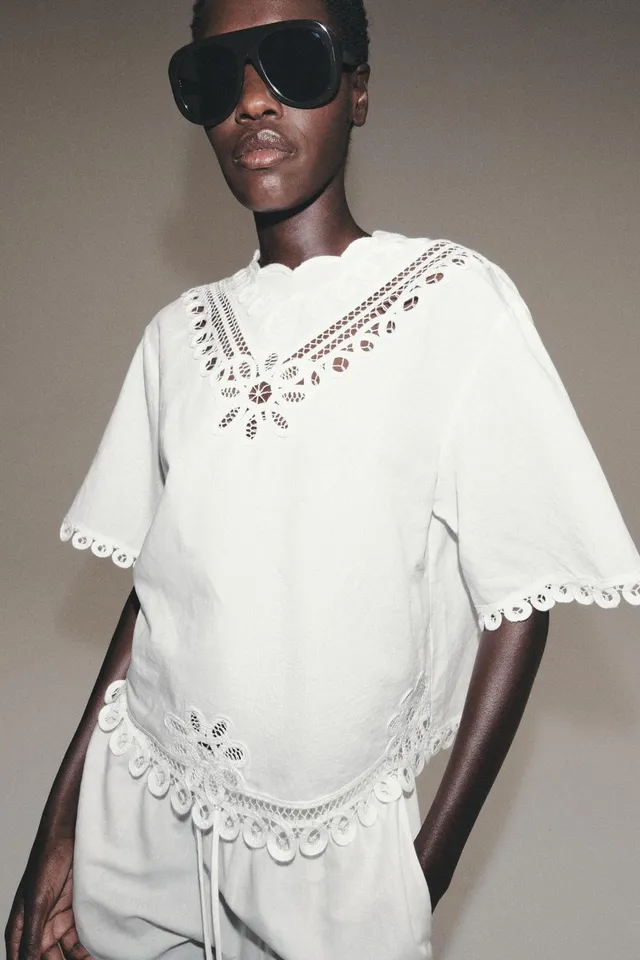 ZW COLLECTION EMBROIDERED LINEN BLEND SHIRT – image 2