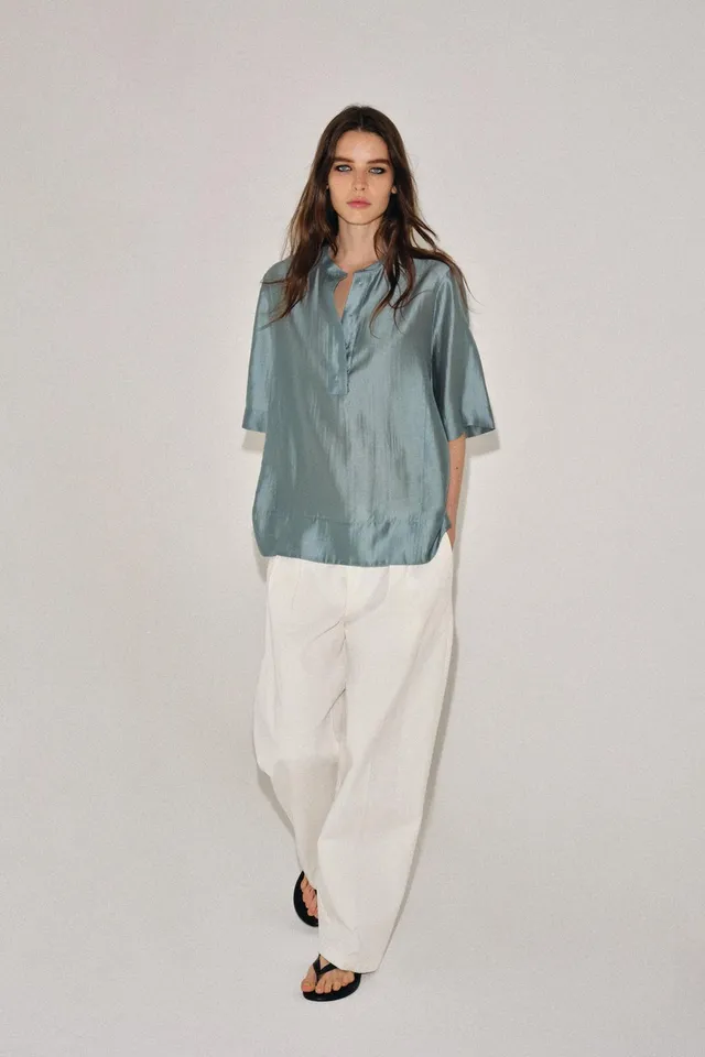 ZW COLLECTION FLOWING SHORT SLEEVE BLOUSE
