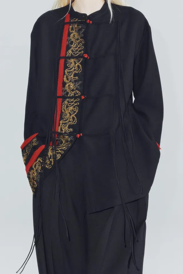 ZW COLLECTION LONG COMBINED EMBROIDERED BEADED SHIRT – image 2