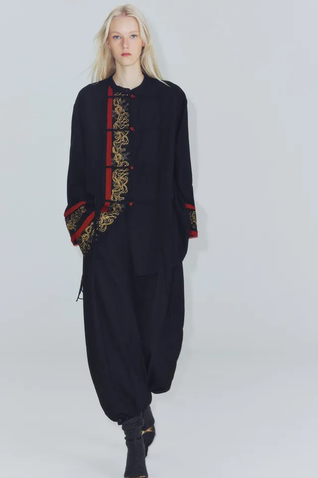 ZW COLLECTION LONG COMBINED EMBROIDERED BEADED SHIRT – image 3