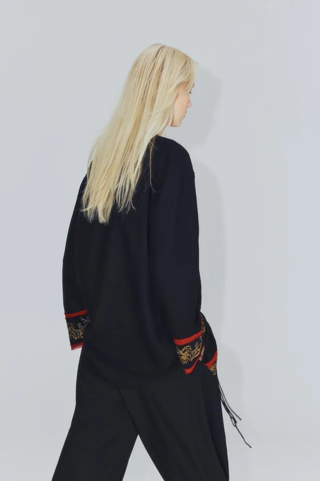 ZW COLLECTION LONG COMBINED EMBROIDERED BEADED SHIRT – image 4
