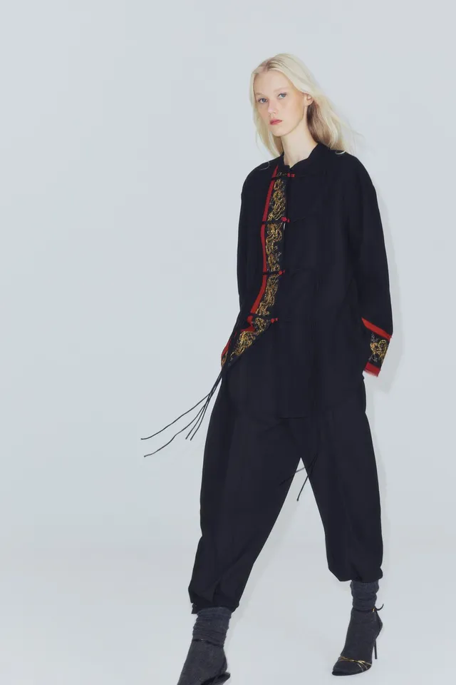 ZW COLLECTION LONG COMBINED EMBROIDERED BEADED SHIRT – image 5