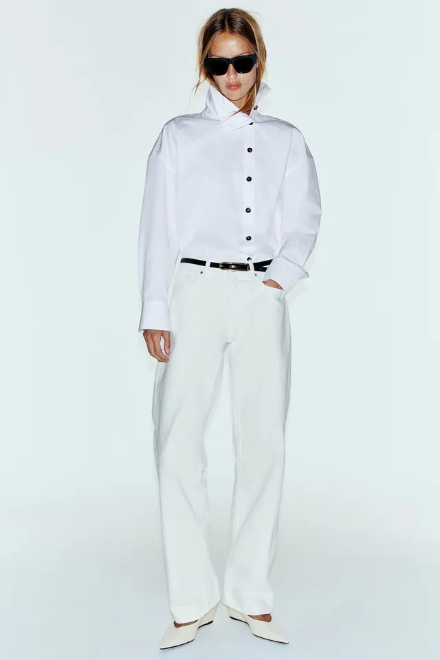 POPLIN SHIRT WITH HIGH NECK