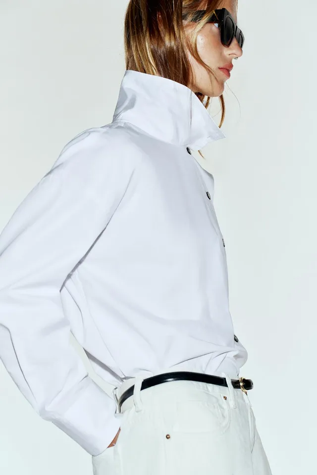 POPLIN SHIRT WITH HIGH NECK – image 6