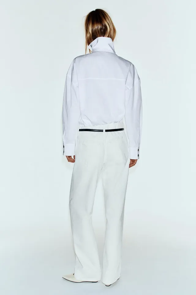POPLIN SHIRT WITH HIGH NECK – image 7