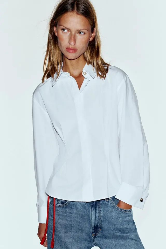 DARTED SHIRT WITH TURN-UP CUFFS – image 2