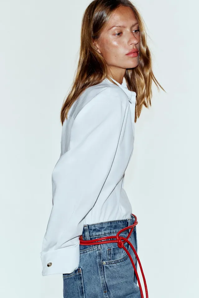 DARTED SHIRT WITH TURN-UP CUFFS – image 3