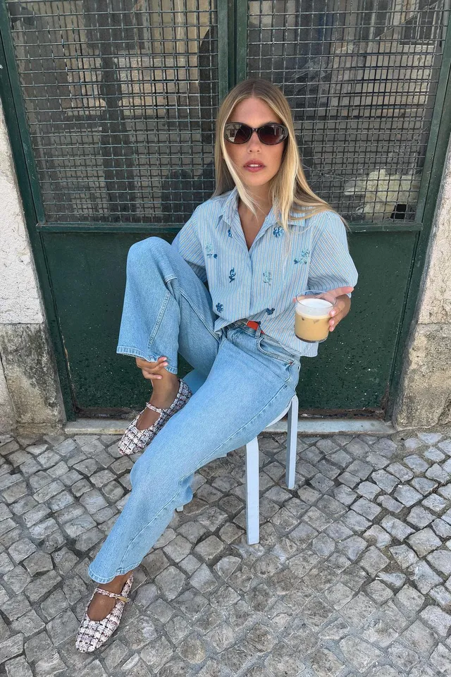 SEQUINNED STRIPED SHIRT