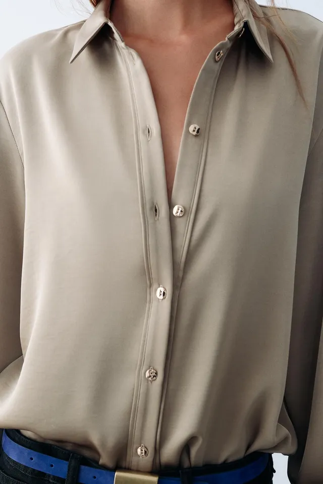 GOLD BUTTON SATIN SHIRT – image 4