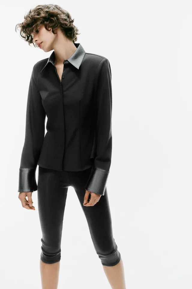 CONTRASTING SHIRT WITH SHOULDER PADS – image 7