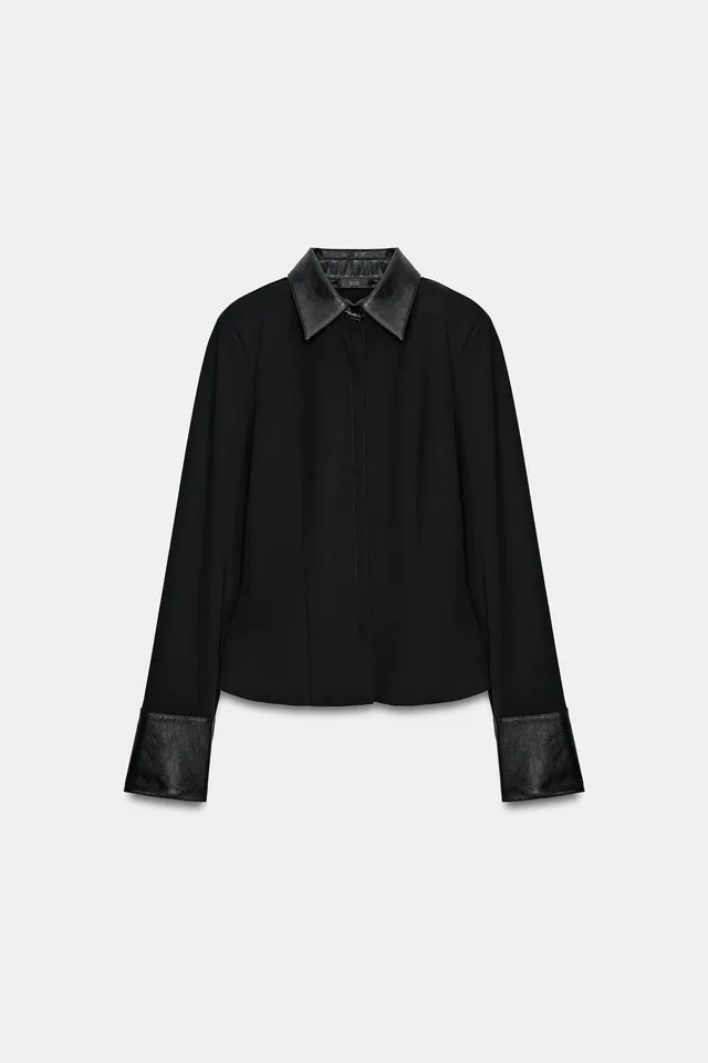 CONTRASTING SHIRT WITH SHOULDER PADS – image 8