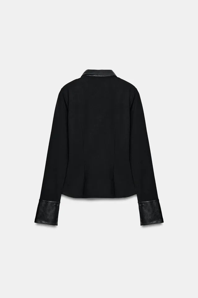 CONTRASTING SHIRT WITH SHOULDER PADS – image 9