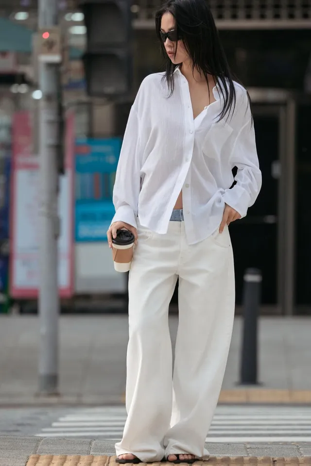 قميص شاش OVERSIZE بجيوب