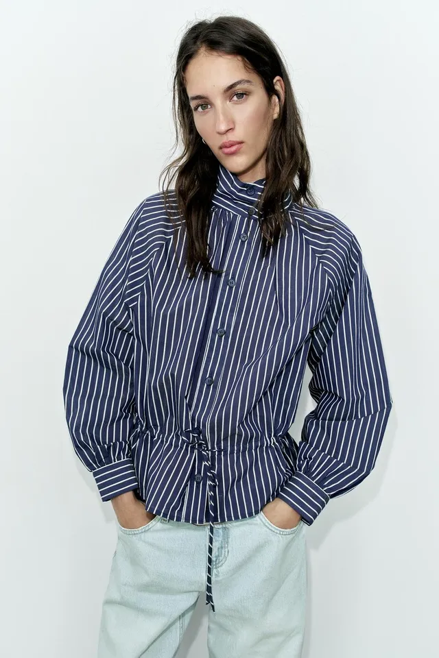 STRIPED HIGH NECK SHIRT – image 2