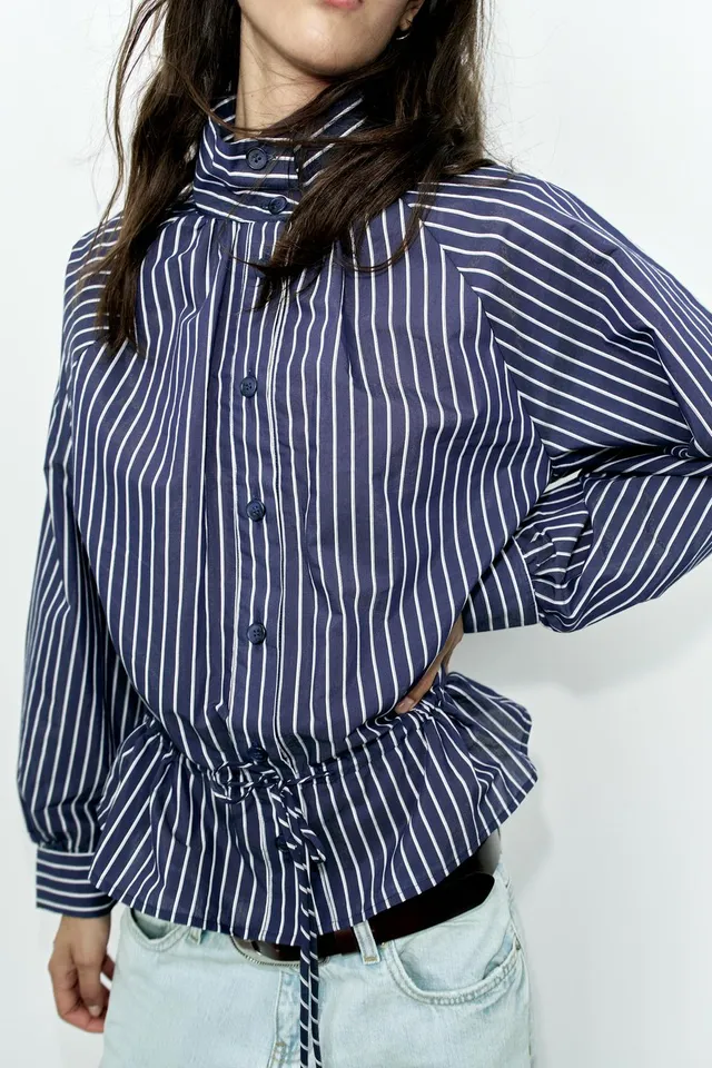 STRIPED HIGH NECK SHIRT – image 3