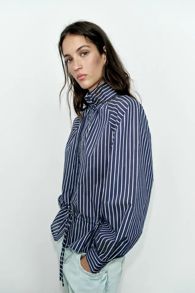 STRIPED HIGH NECK SHIRT – image 5