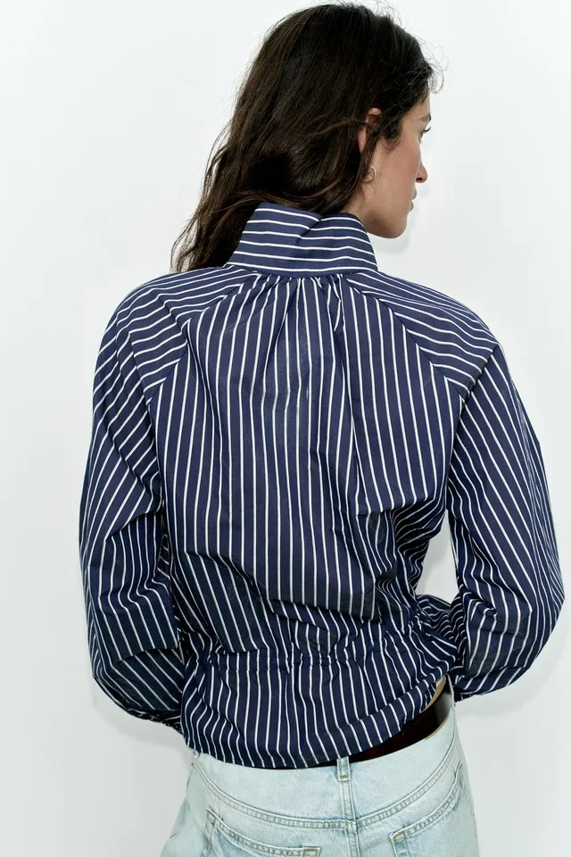 STRIPED HIGH NECK SHIRT – image 7