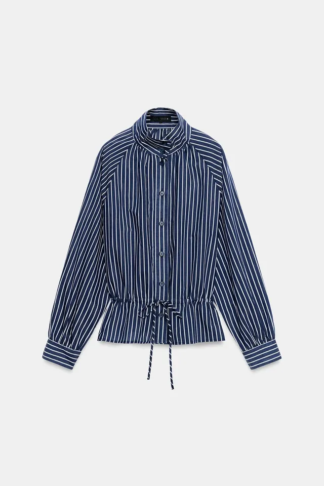 STRIPED HIGH NECK SHIRT – image 8