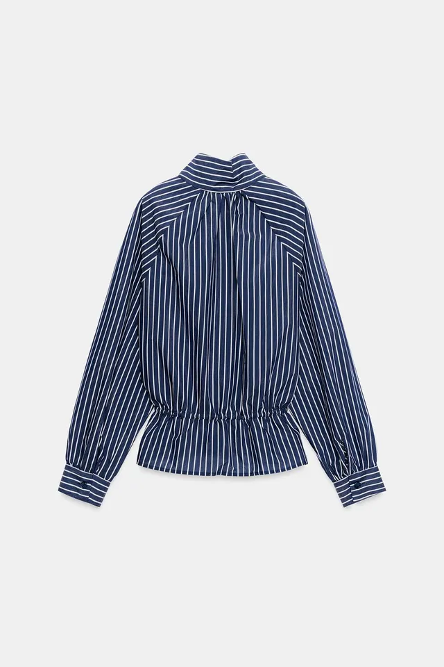 STRIPED HIGH NECK SHIRT – image 9