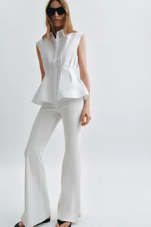 PLEATED SLEEVELESS SHIRT ZW COLLECTION – image 2