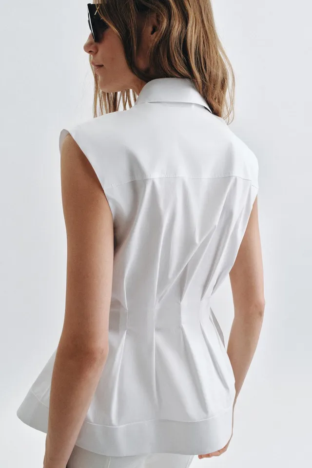 PLEATED SLEEVELESS SHIRT ZW COLLECTION – image 3