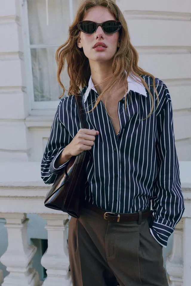 STRIPED POPLIN SHIRT – image 2