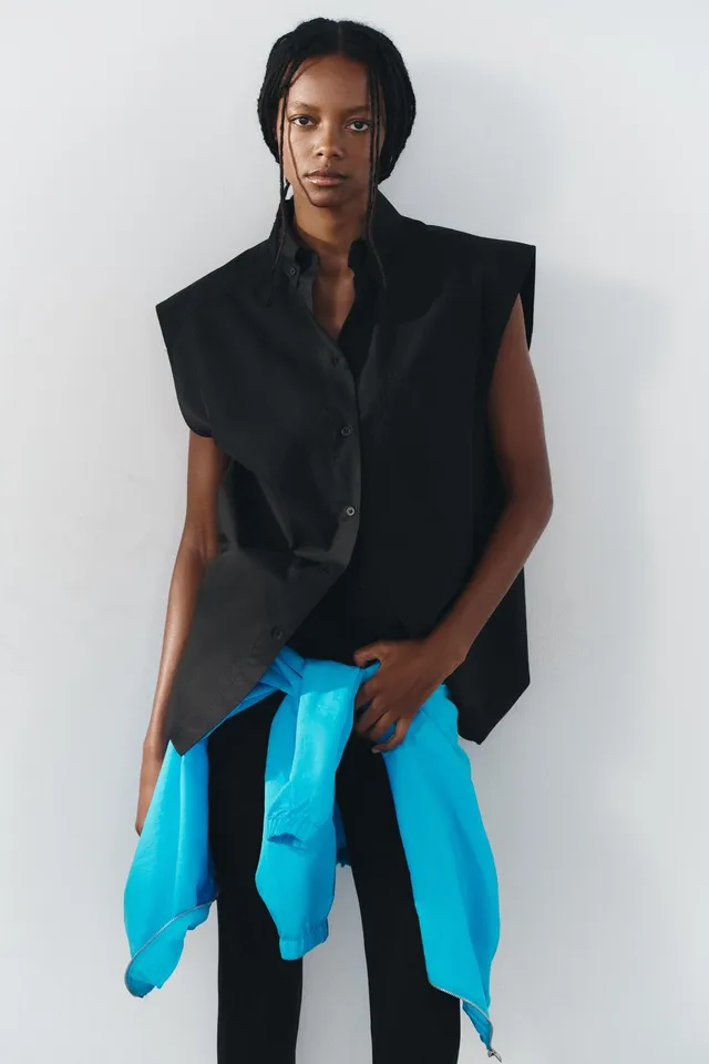 SLEEVELESS POPLIN SHIRT – image 2