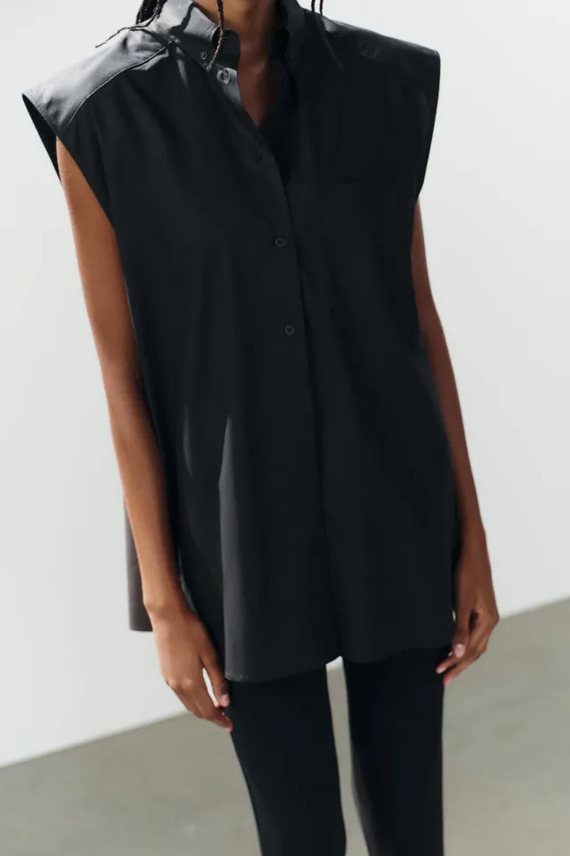 SLEEVELESS POPLIN SHIRT – image 3