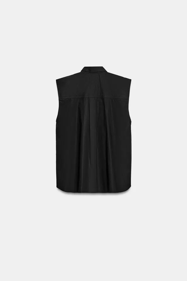 SLEEVELESS POPLIN SHIRT – image 9