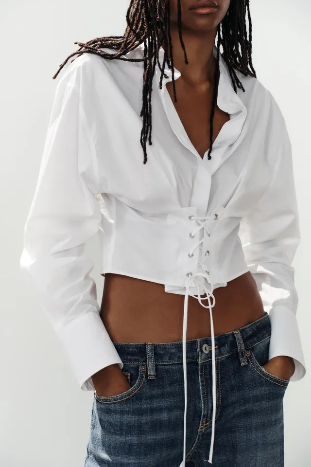 POPLIN CORSET STRAP SHIRT – image 2