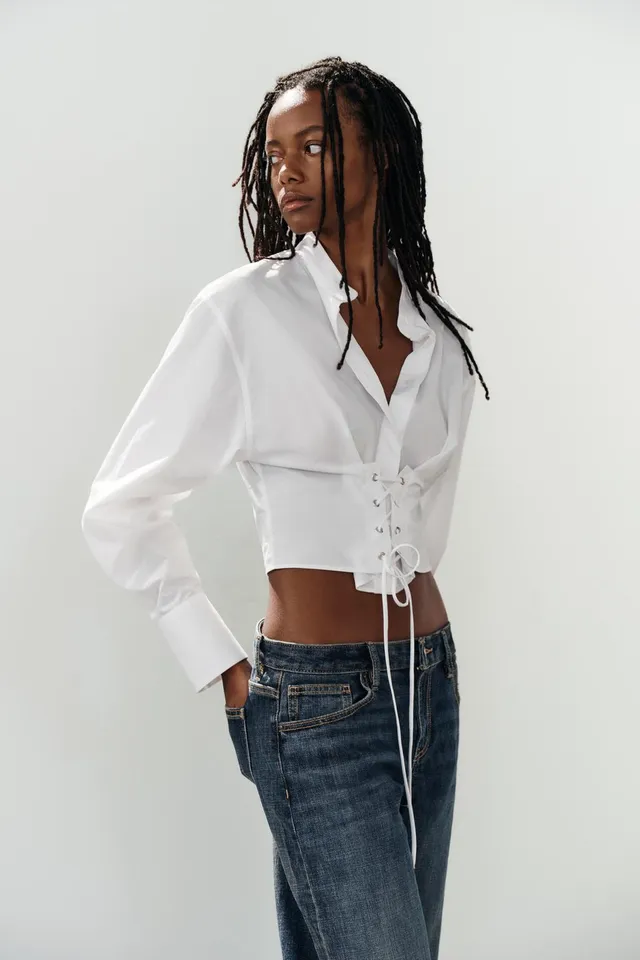 POPLIN CORSET STRAP SHIRT – image 3