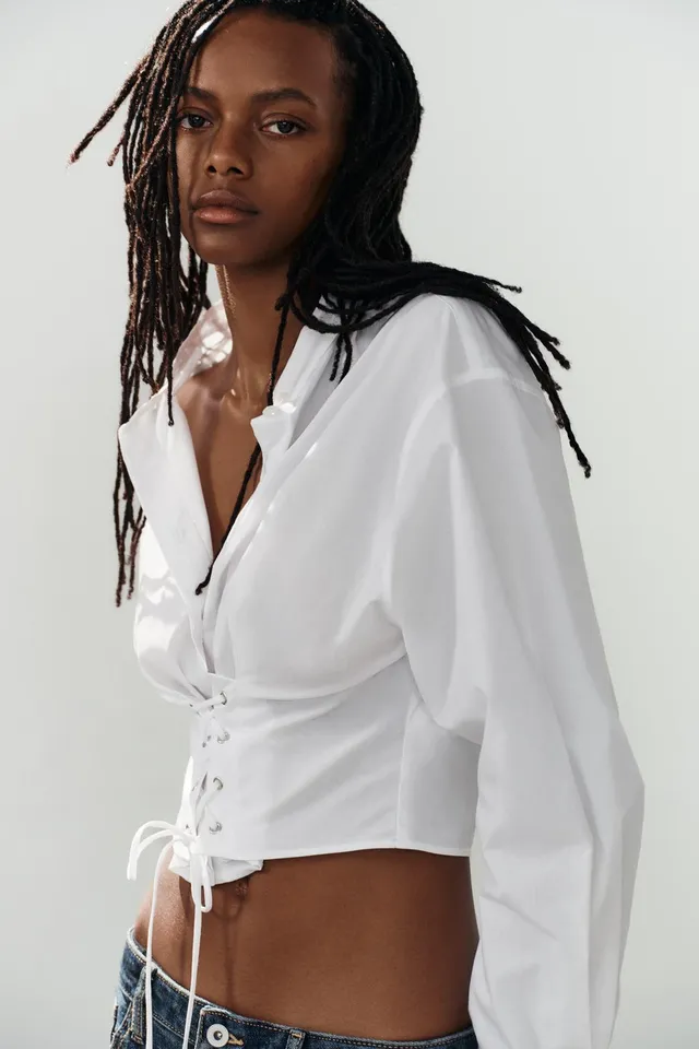 POPLIN CORSET STRAP SHIRT – image 4