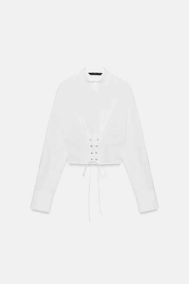 POPLIN CORSET STRAP SHIRT – image 6