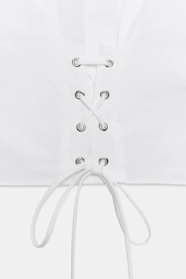 POPLIN CORSET STRAP SHIRT – image 8