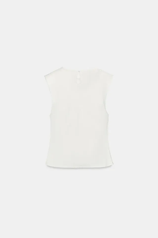 SATIN TOP WITH SHOULDER PADS AND PLEATS – image 7