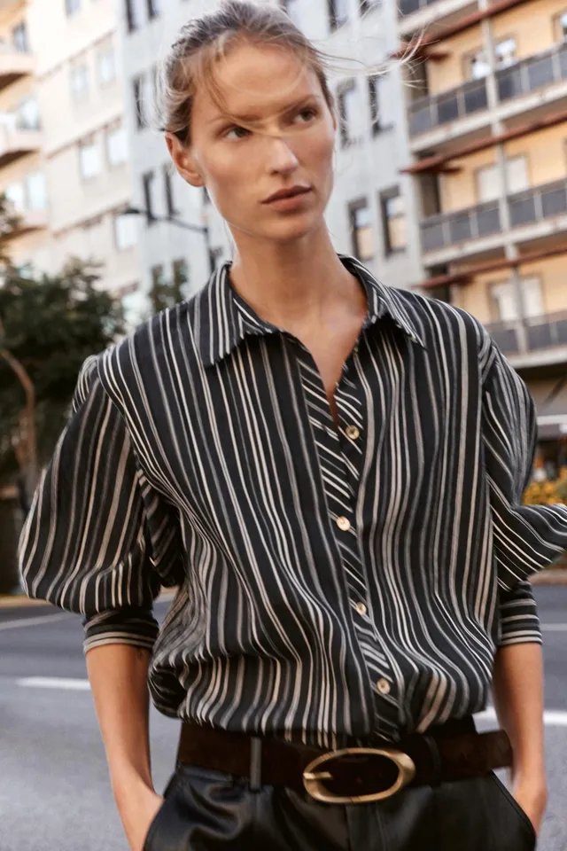 STRIPED 3/4 SLEEVE SHIRT – image 2