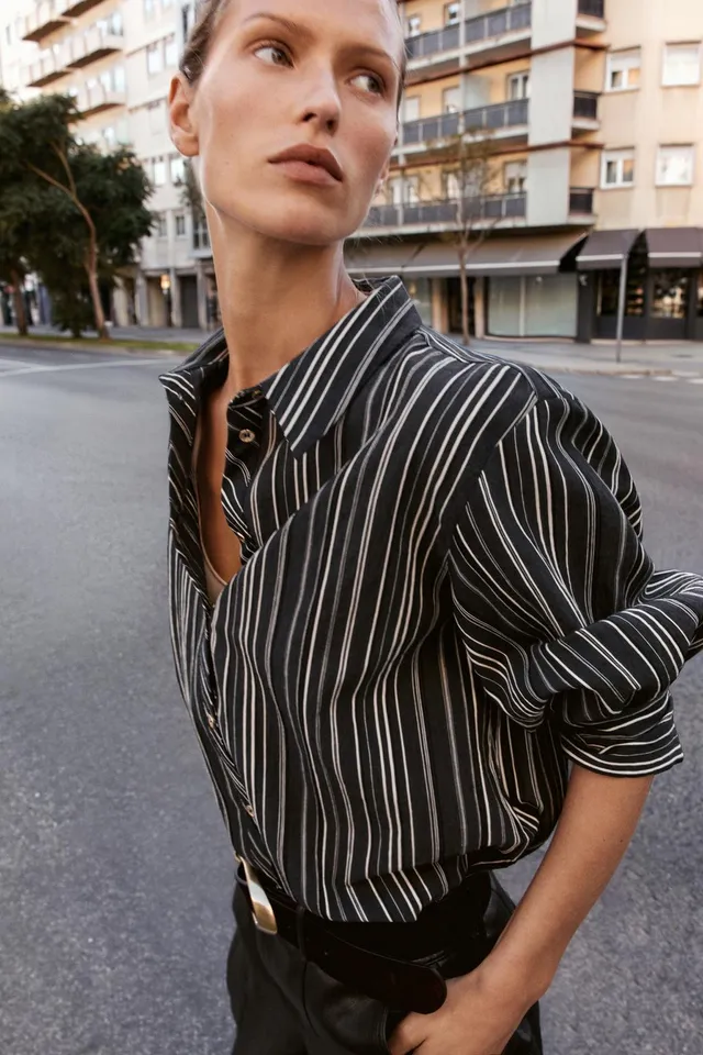 STRIPED 3/4 SLEEVE SHIRT – image 3