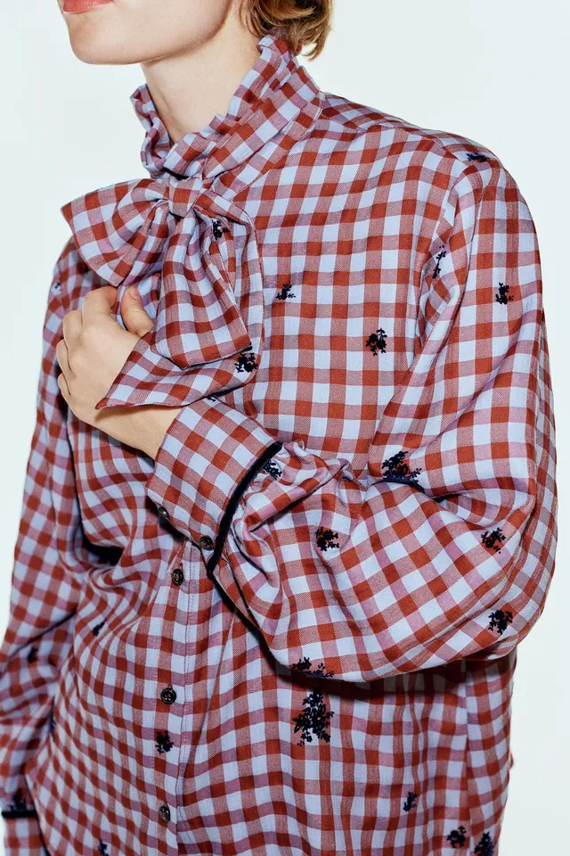 CHECK SHIRT WITH VELVET DETAILS – image 4