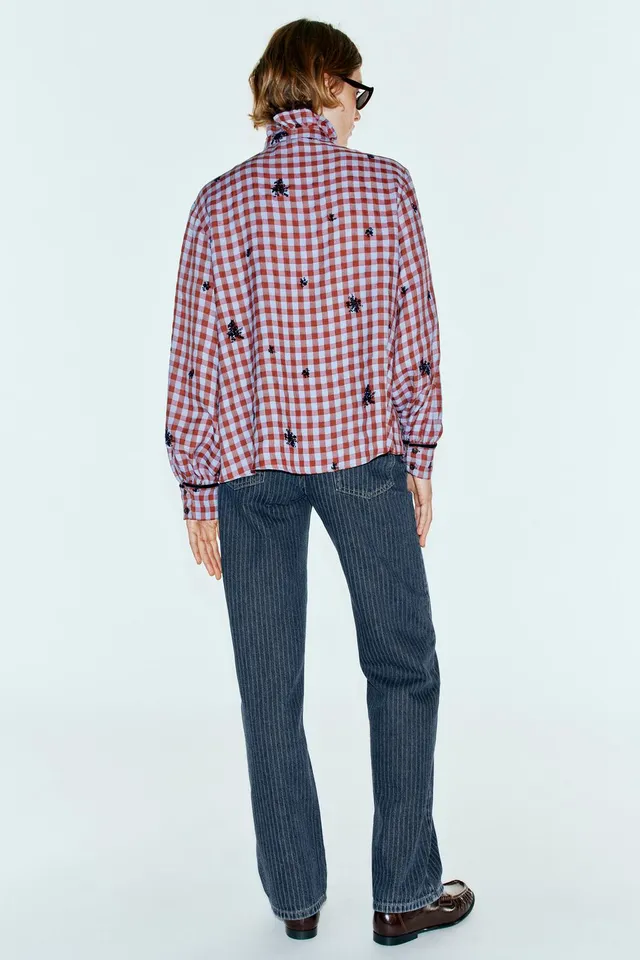 CHECK SHIRT WITH VELVET DETAILS – image 5