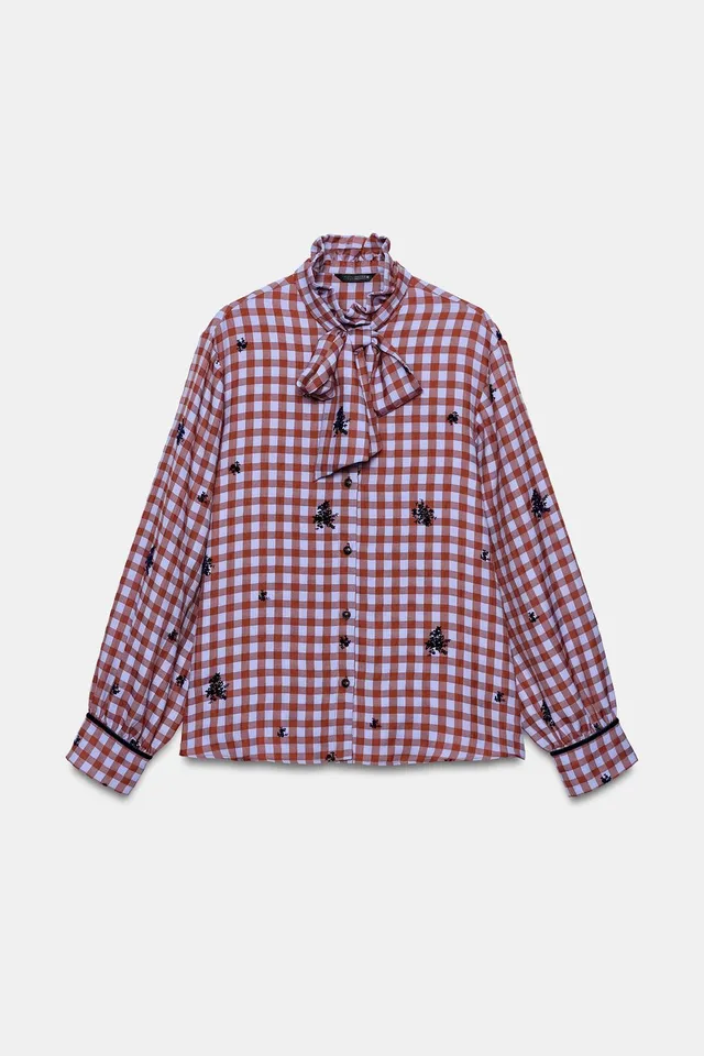 CHECK SHIRT WITH VELVET DETAILS – image 6