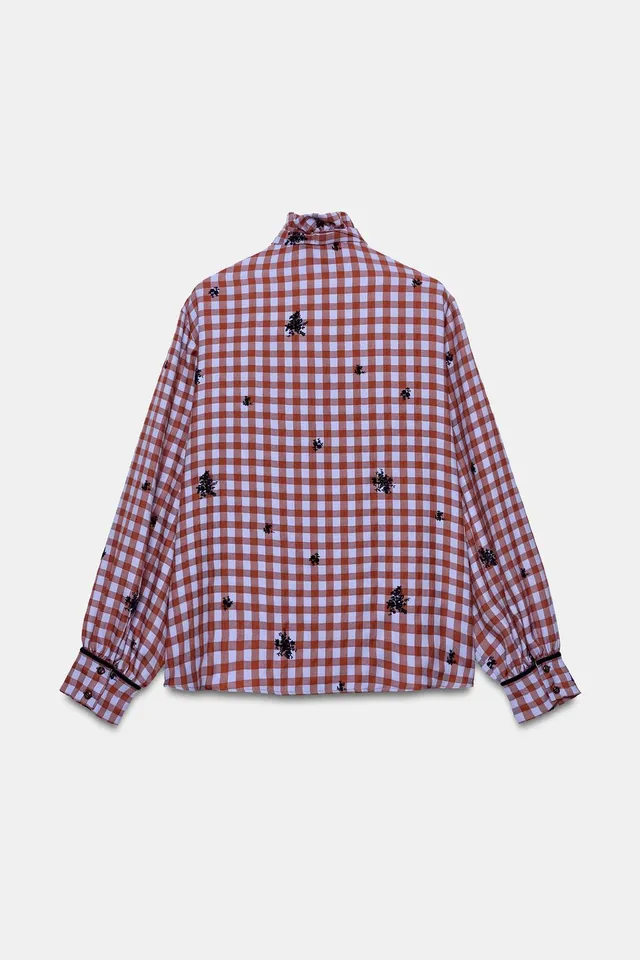CHECK SHIRT WITH VELVET DETAILS – image 7